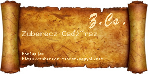 Zuberecz Csörsz névjegykártya